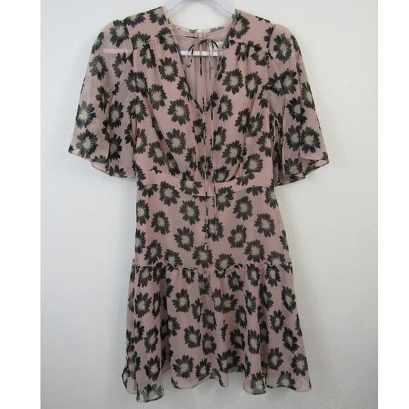 Ted Baker Lucieey Flutter Sleeve Tiered Mini Dress Size 1 - US Size 4 Floral - Picture 12 of 12